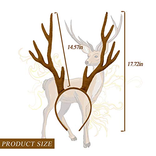 MR.FOAM Reindeer Antlers Headband, Festive Adult Deer Antler Headpiece for Halloween, Christmas, and Easter Party (brown) - Image 2