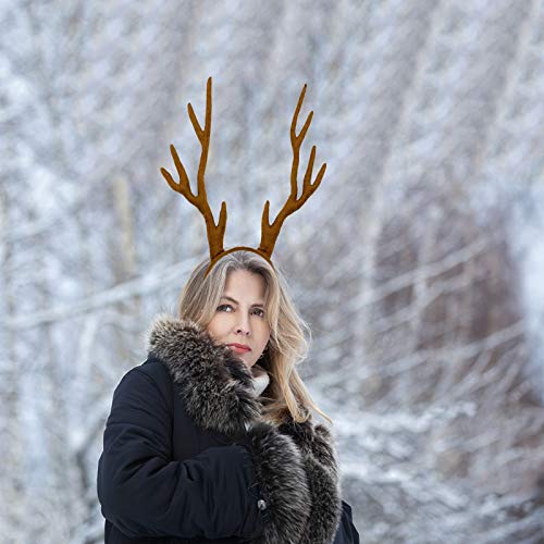 MR.FOAM Reindeer Antlers Headband, Festive Adult Deer Antler Headpiece for Halloween, Christmas, and Easter Party (brown) - Image 4