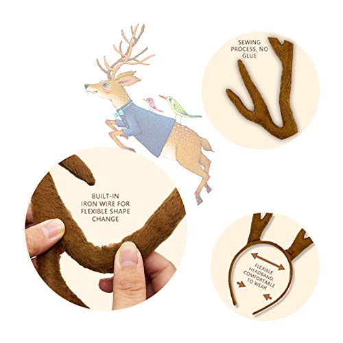 MR.FOAM Reindeer Antlers Headband, Festive Adult Deer Antler Headpiece for Halloween, Christmas, and Easter Party (brown) - Image 3
