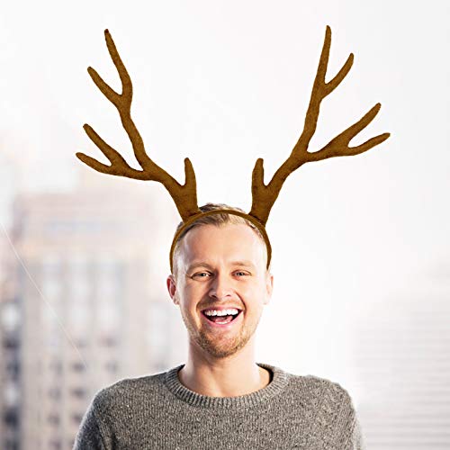 MR.FOAM Reindeer Antlers Headband, Festive Adult Deer Antler Headpiece for Halloween, Christmas, and Easter Party (brown) - Image 5