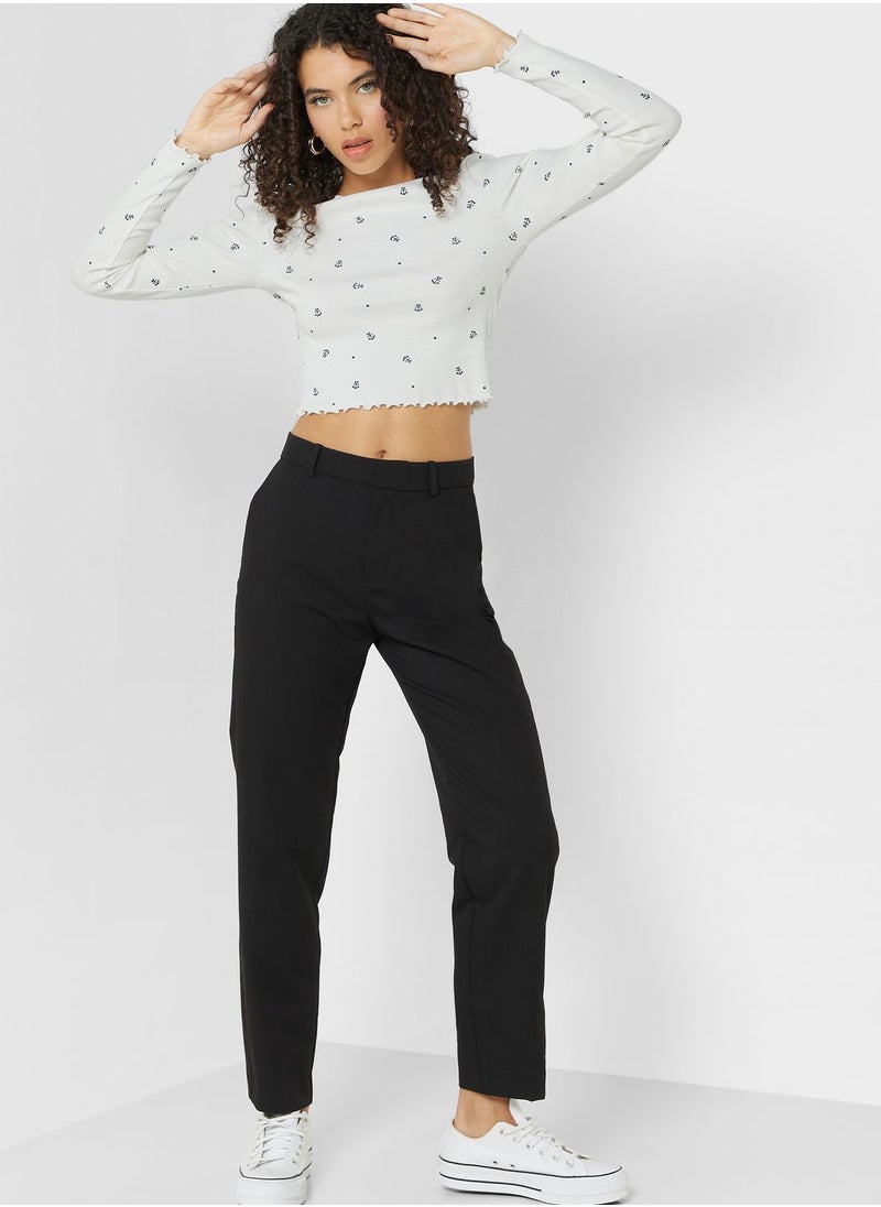 ONLY - Round Neck Printed Crop Top - Image 1