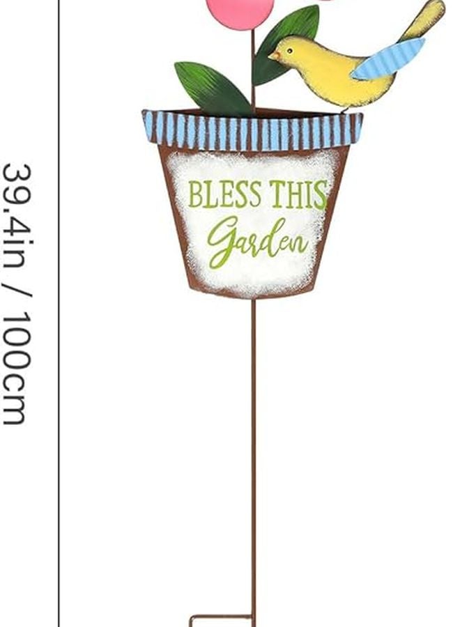 طاحونة هواء زهرة عباد الشمس من الحديد الأبيض للزينة الخارجية للحديقة والشرفة والملعب - Image 3