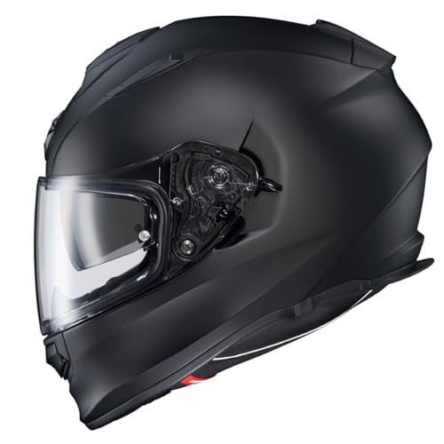ScorpionEXO Ryzer Full Face Motorcycle Helmet with Pinlock Ready Shield with Integrated Speaker Pockets DOT ECE Approved Solid Matte Black  Large