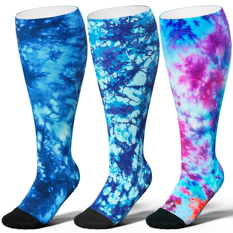 LEVSOX Wide Calf Compression Socks for Women Men Plus Size 15-20 mmHg Extra Large Knee High Support Sock for Nurses Pregnant Travel - Image 1