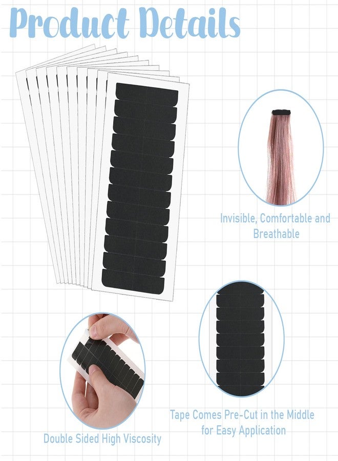 Tucnoeu 120pcs Adhesive Replacement Tape for Hair,Hair Extension Tape,Extensions Invisible Waterproof Double Sided Hair Tape,Tape in Human Hair Extensions Wig Tape Beauty Tools(Black) - Image 3