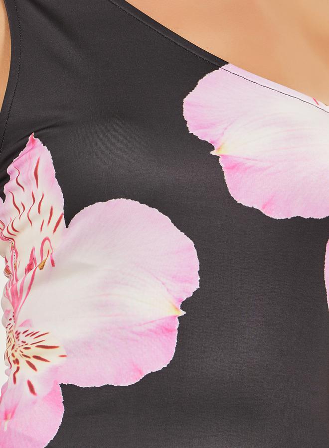 Styli One Shoulder Floral Print Fitted Tank  - Image 4