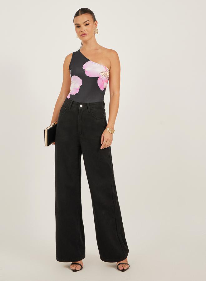 Styli One Shoulder Floral Print Fitted Tank  - Image 2