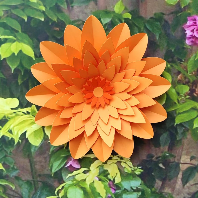 Mybbshower زهور ورقية برتقالية لخريف عيد الشكر ذكرى عيد الميلاد حفل زفاف برتقالي خلفية حفلة حضانة ديكور منزلي عبوة من 6 - Image 5