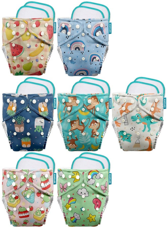 Advanso Leakage Proof cloth diapers for babies, high absorbent 7 reusable diaper 14 insert pad combo pack washable cloth diaper free size 5-18kg adjustable pocket cover P89 - Image 1