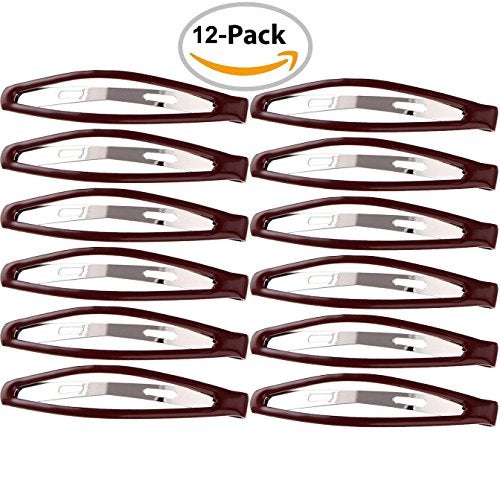 LONEEDY Pack of 12 Large Metal Stoving Varnish Hair Snap Clips, No-slip Hair Clips Barrettes For Women and Girl (Brown) - Image 2
