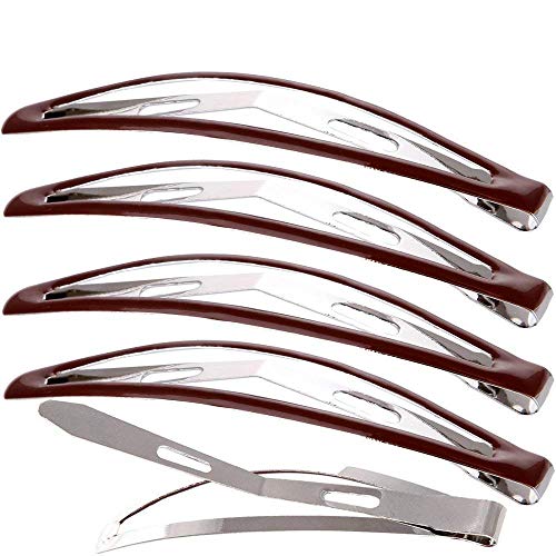LONEEDY Pack of 12 Large Metal Stoving Varnish Hair Snap Clips, No-slip Hair Clips Barrettes For Women and Girl (Brown) - Image 1