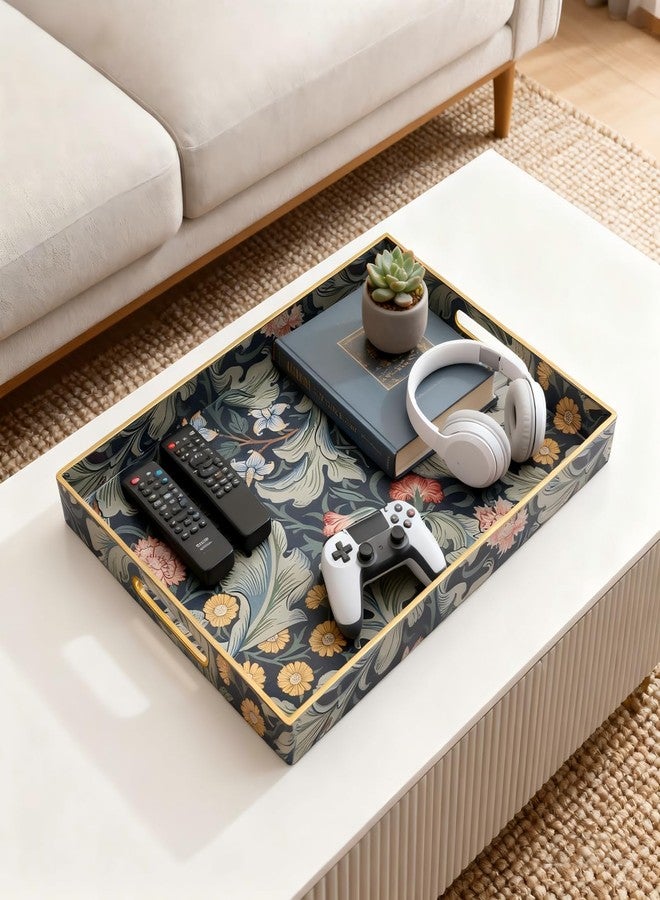 Fuukou Large Tay for Ottoman Coffee Table,Modern Plastic Serving Tray with Handles,Rectangular Ottoman Tray Coffee Table Tray,Decorative Serving Tray for Living Room - Image 5