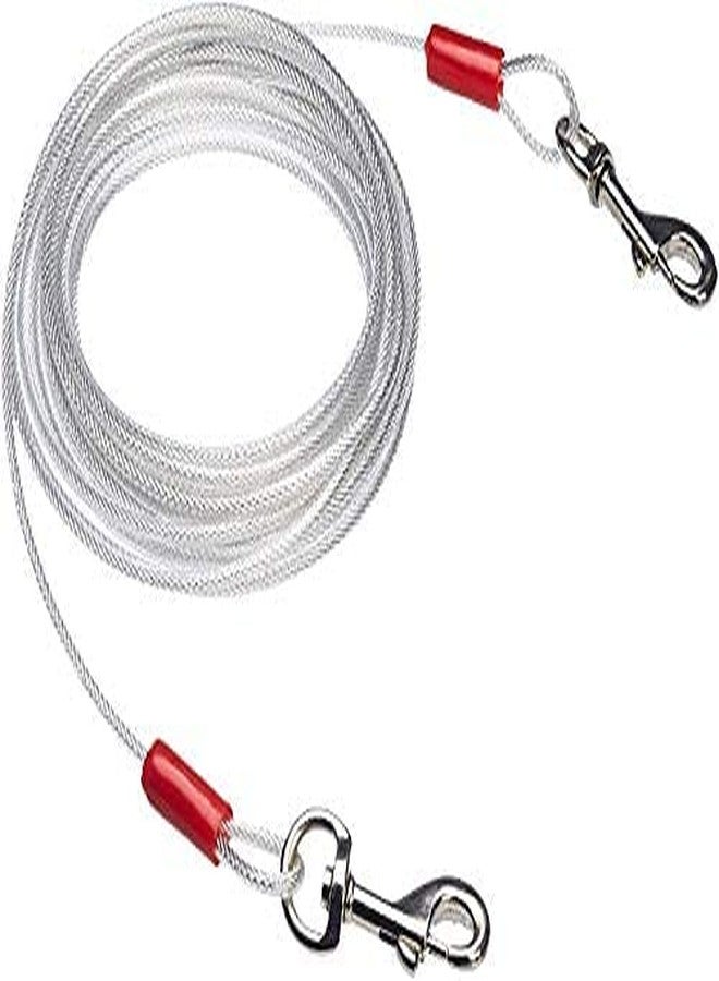 BohoBark Heavy-Duty 10 Ft Dog Tie-Out Cable/Leash Break Strength Galvanized Braided Steel PVC Coating Chew Proof Lead for Small & Large Pets.Great for Yard,Camping,Running,Park,Outside White (10FT) - Image 1