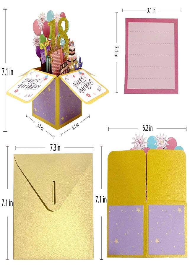 Asmallgf Beautiful 18th Birthday Pop Up Card for Him Her, Great Eighteen Bday 3D Greeting Card for Daughter Son, Happy 18 Years Old Gifts Ideas for Boys Girls - Image 2