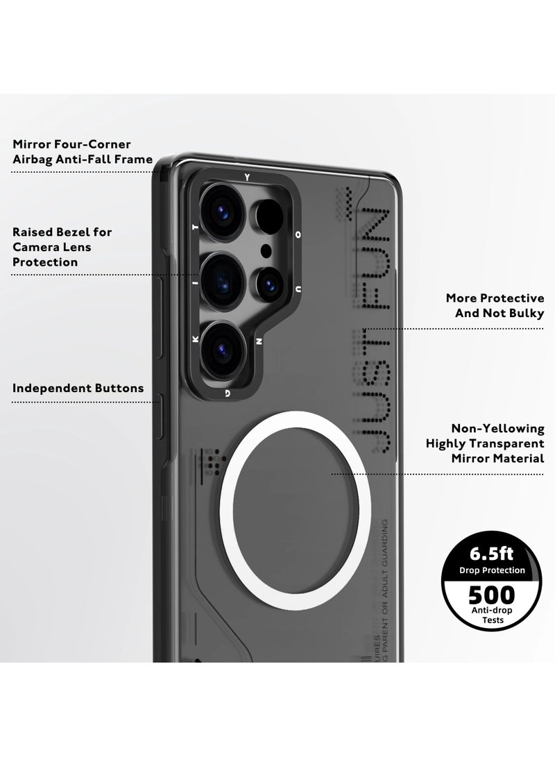 يونج كيت غطاء كريستالي قابل للإزالة، مقاوم للاصفرار، لهاتف سامسونج جالاكسي S25 ألترا - شفاف + أسود | غطاء واقٍ شفاف قابل للفصل - Image 4