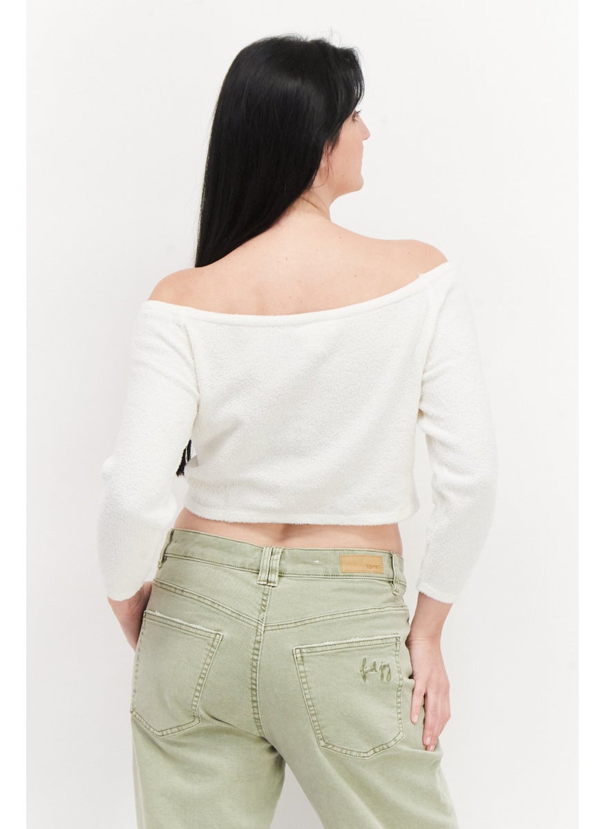 Women Off Shoulder Long Sleeve Textured Crop Top, Off White - pzsku/Z226F7980738416680D3FZ/45/_/1724351259/46803b41-4a61-40ee-bc7d-5a4e28e1b963