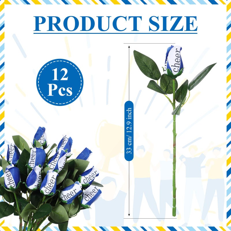 Suhine 12 Pcs Sports Party Favors Cheer Gifts Artificial Football Soccer Basketball Baseball Flowers For Birthday Game Day Tailgate Wedding Party Decorations (Blue White Normal) - Image 3