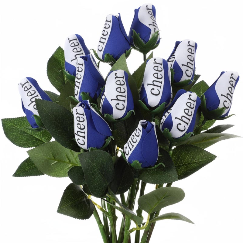 Suhine 12 Pcs Sports Party Favors Cheer Gifts Artificial Football Soccer Basketball Baseball Flowers For Birthday Game Day Tailgate Wedding Party Decorations (Blue White Normal) - Image 1