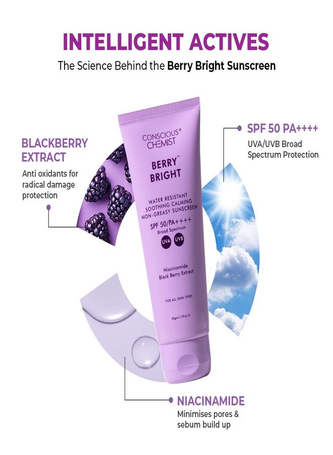 Conscious Chemist Berry Bright SPF 50 PA++++ In-Vivo Tested & Daily Dissolve Combo, Gel Sunscreen with Niacinamide, Ultra Light Oil Cleanser, All Skin Types, 50g + 130ml - Image 4