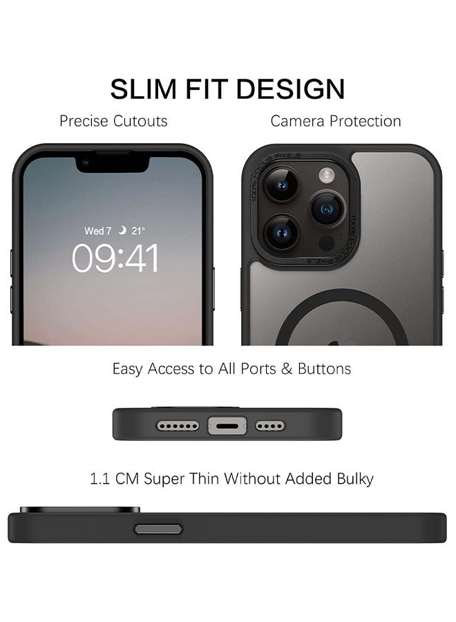 حافظة لايفون 15 برو ماج سيف 6.1 بوصة، مغناطيس أقوى N52، حماية من الدرجة العسكرية مقاومة للصدمات، مضادة لبصمات الأصابع ومضادة للخدش، غطاء ايفون 15 برو المغناطيسي النحيف مضادة للأصفرار - Image 2