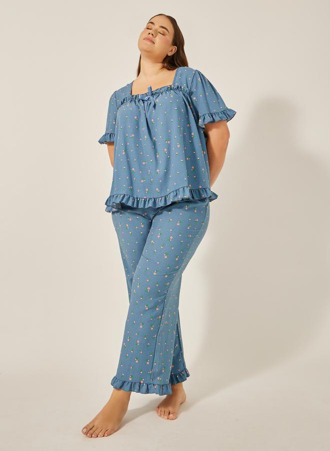 ستايلي طقم بيجامة بنقش الزهور - Image 2