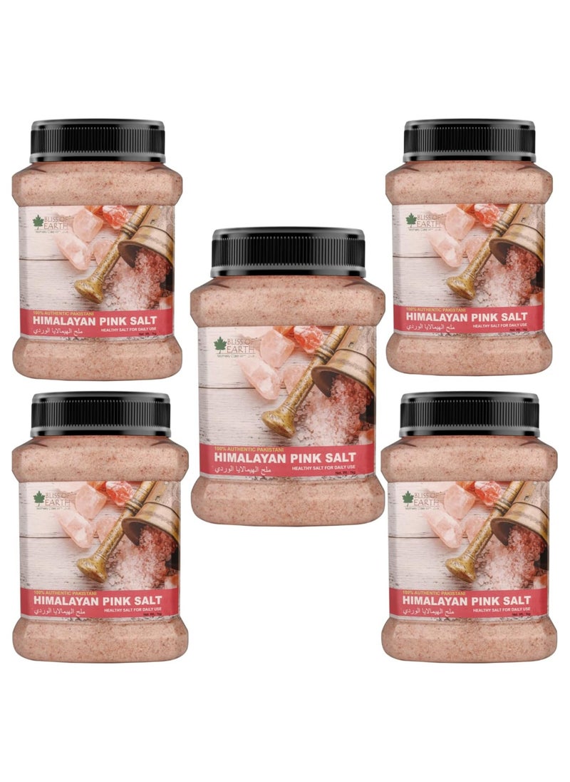BLISS OF EARTH Bliss of Earth 1KG Pure Himalayan Pink Salt Non Iodised for Weight Loss & Healthy Cooking, Natural Substitute of White Salt Pack of 5  - Image 1