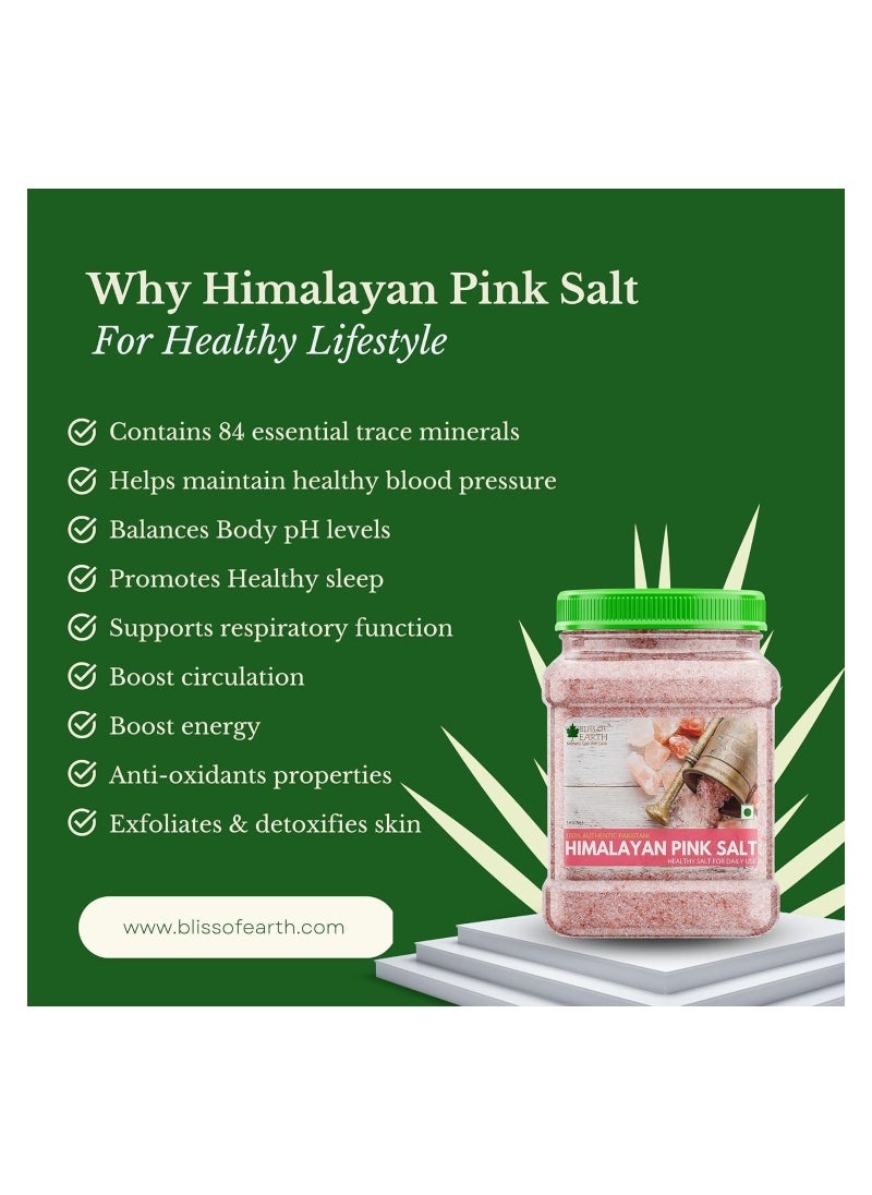 BLISS OF EARTH Bliss of Earth 1KG Pure Himalayan Pink Salt Non Iodised for Weight Loss & Healthy Cooking, Natural Substitute of White Salt Pack of 5  - Image 3