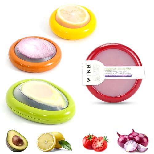 Winb Set of 4 Reusable Fruit and Veggie Savers - Ideal for Avocados, Tomatoes, Apples, Garlic, Onions, and More - Image 1