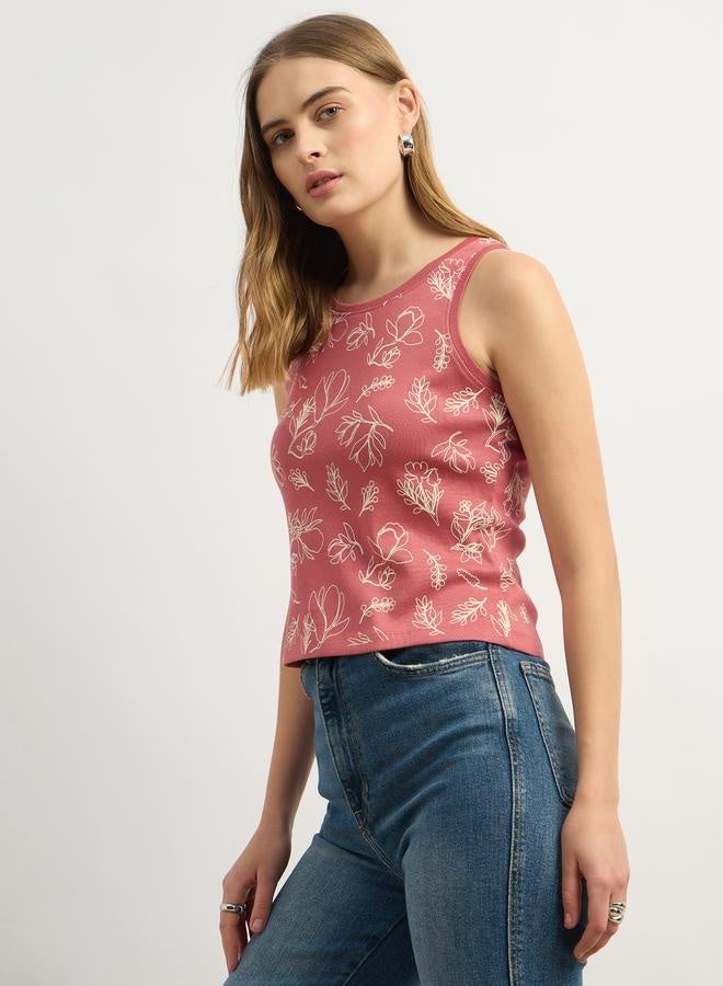Styli All-Over Floral Print Round Neck Sleeveless Top  - Image 3