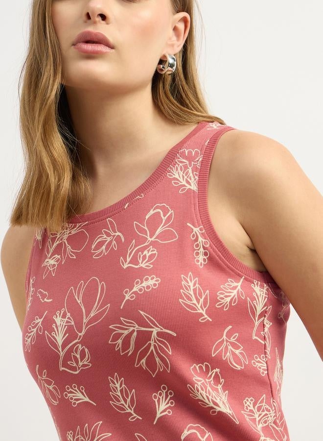 Styli All-Over Floral Print Round Neck Sleeveless Top  - Image 4