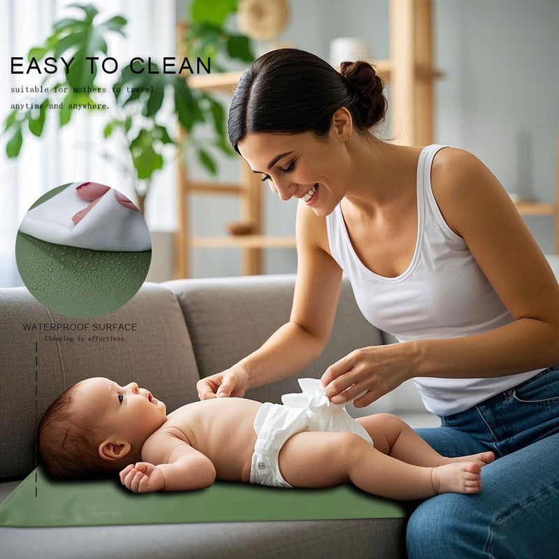 BEWDIO Wipeable Changing Pad for Baby, Dusty Pink Diaper Changing Mat for Baby Travel or Home, Foldable Mat Fits Perfectly in Diaper Bag (67-05) - Image 3