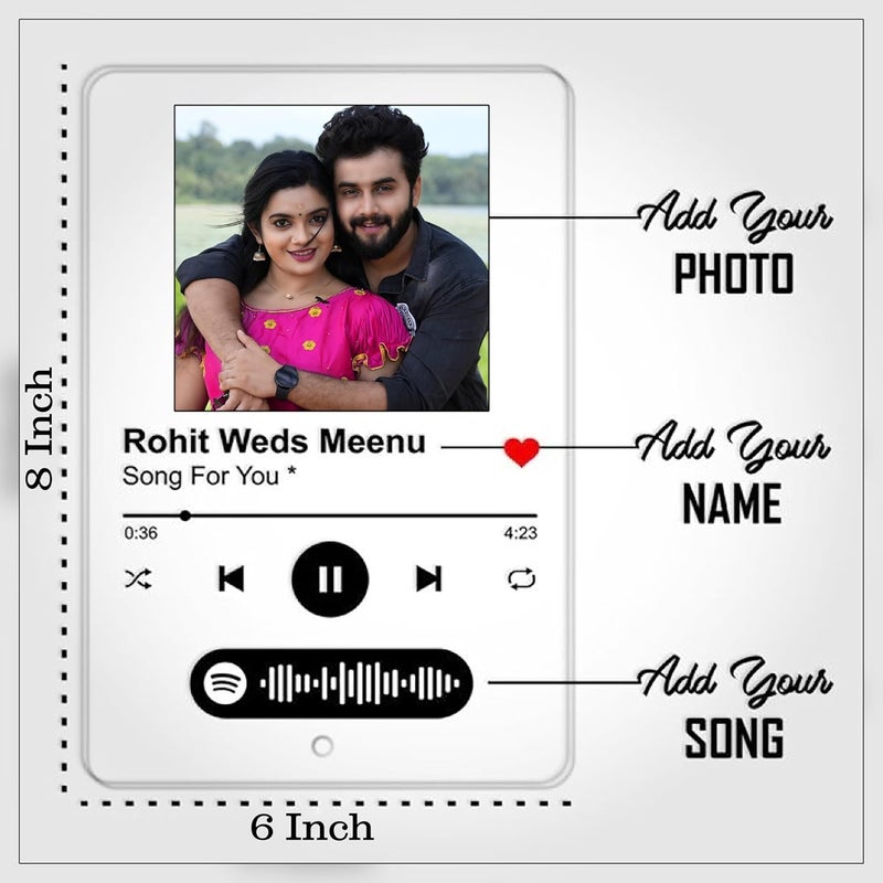 Customized Photo and Song Spotify Frame with Steel Removable Stand | Personalized Frame with Scannable Code | Birthday Gift | Anniversary (6x8 Inches) (Black)  - Image 5