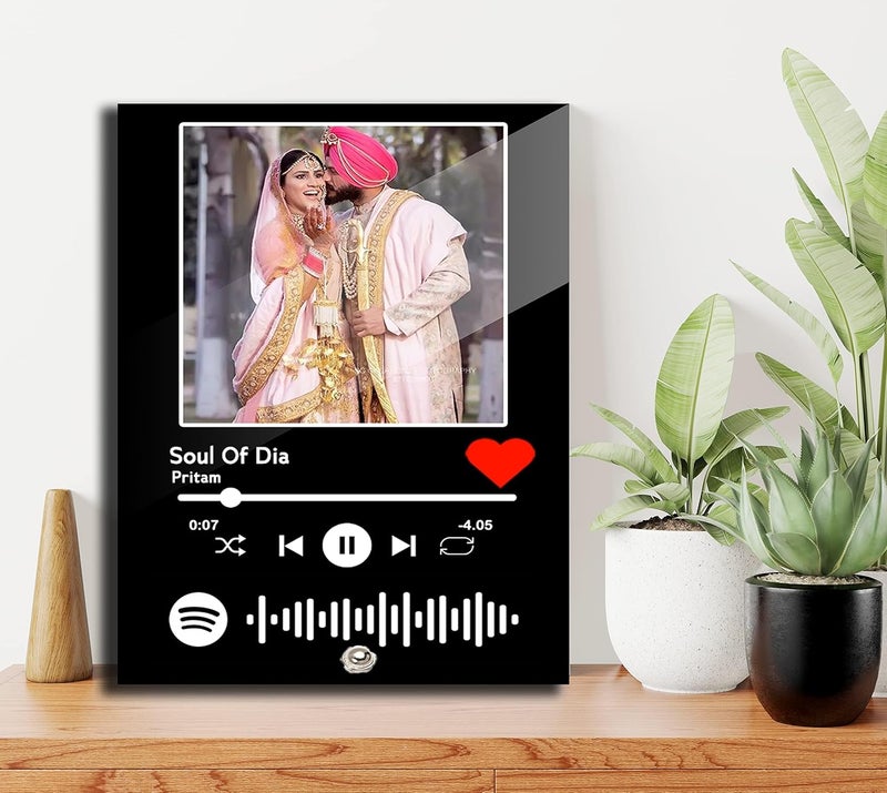 Customized Photo and Song Spotify Frame with Steel Removable Stand | Personalized Frame with Scannable Code | Birthday Gift | Anniversary (6x8 Inches) (Black)  - Image 3