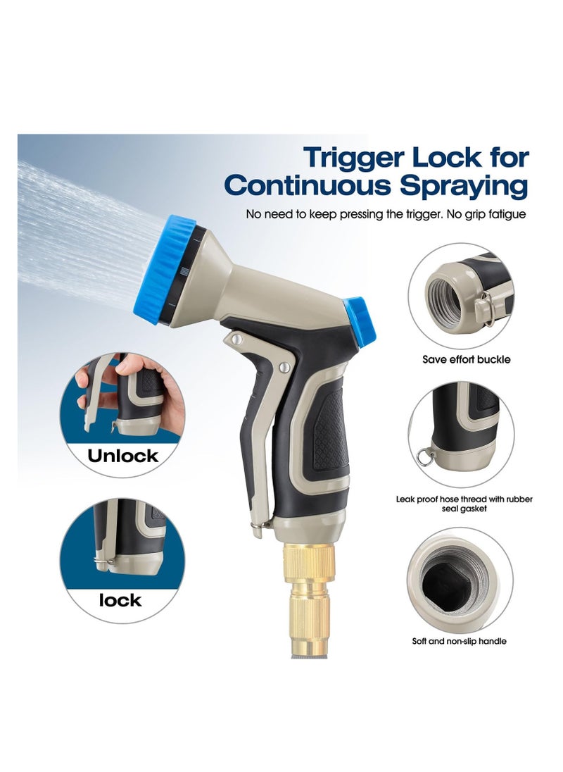 SYOSI - Garden Hose Nozzle, Heavy Duty Metal Water Hose Nozzle, High Pressure Hand Water Nozzle with 8 Adjustable Spray Patterns for Watering Plants, Lawn, Washing Cars, Cleaning, Showering Pets - Image 1