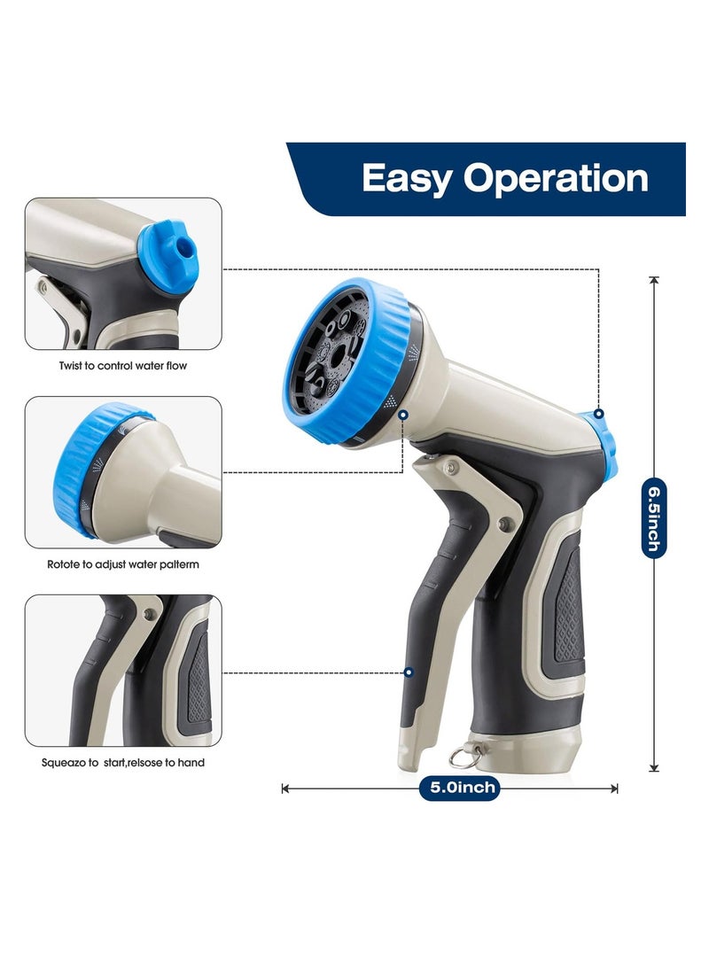 SYOSI - Garden Hose Nozzle, Heavy Duty Metal Water Hose Nozzle, High Pressure Hand Water Nozzle with 8 Adjustable Spray Patterns for Watering Plants, Lawn, Washing Cars, Cleaning, Showering Pets - Image 1