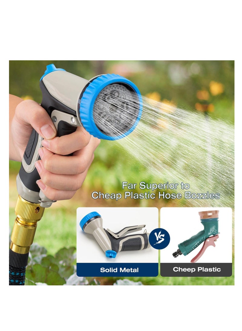 SYOSI - Garden Hose Nozzle, Heavy Duty Metal Water Hose Nozzle, High Pressure Hand Water Nozzle with 8 Adjustable Spray Patterns for Watering Plants, Lawn, Washing Cars, Cleaning, Showering Pets - Image 1