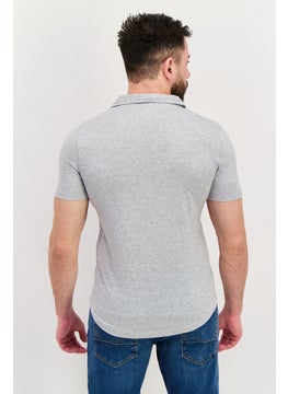 Project Essentials Men Regular Fit Heather Short Sleeve Polo Shirt, Grey  - Image 4