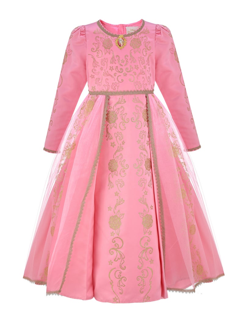 Party Centre Officially Licensed Disney Golden Princess Aurora Prestige Dress Up Costume with Headpiece - Image 2