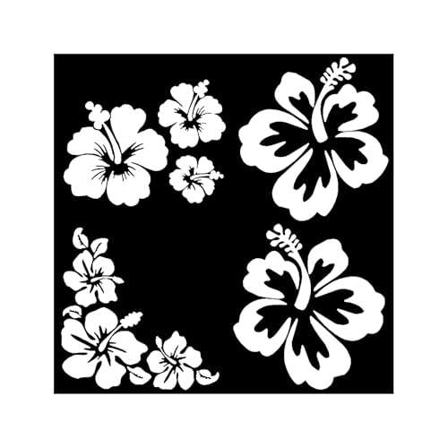 UHANBUT Hawaiian Hibiscus Flower Car Decal Sticker Waterproof PET Decal Car Bumper Sticker Automotive Exterior Decoration Sticker Decal for Car Truck SUV Door Wall Laptop White 582539 - Image 1