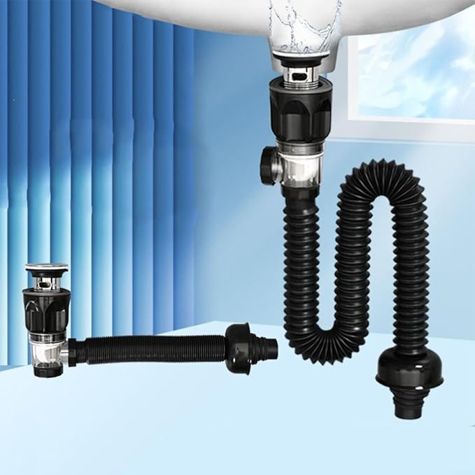 SYPM Sink Drain Kit with Flexible Expandable P-Trap Sink Drain Pipe Tube Anti-Odor Bathroom Sink Drain Pipe 3 in 1 Plumbing - Image 3