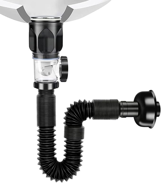 SYPM Sink Drain Kit with Flexible Expandable P-Trap Sink Drain Pipe Tube Anti-Odor Bathroom Sink Drain Pipe 3 in 1 Plumbing - Image 1