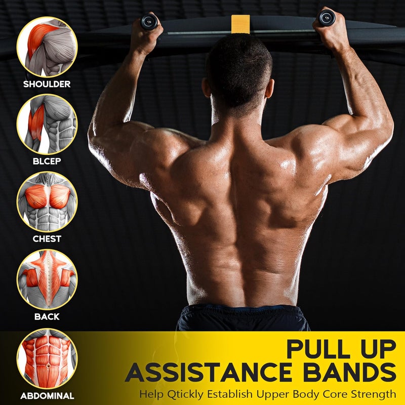 HOXWC Pull Up Assistance Bands, Adjustable Heavy Duty Resistance Band for Pull Up, 3 Pull Up Bands, Comfortable Fabric Feet/Knee Rest, Assistance Bands for Pull-Up, Home Fitness, Body Stretching - Image 4