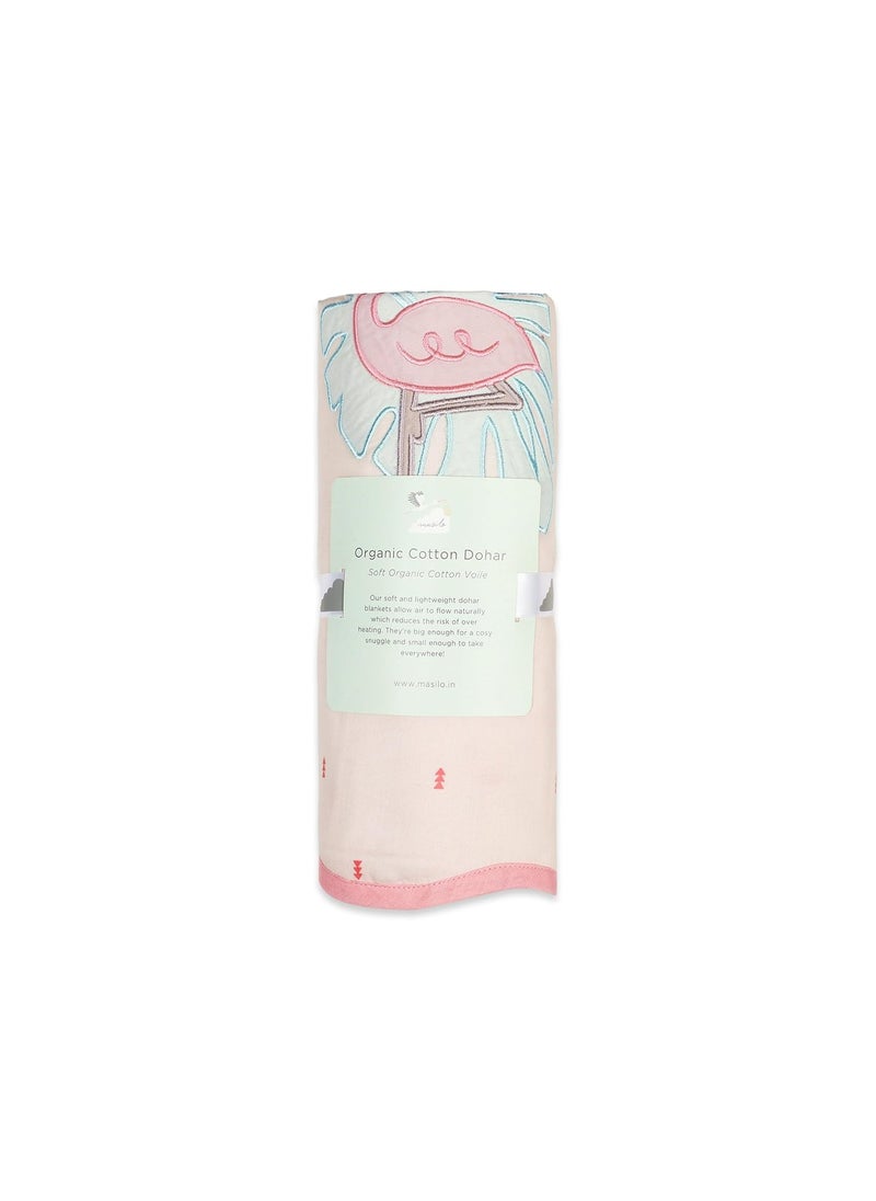 Masilo Masilo Organic Cotton Mulmul Dohar Blanket for Babies-Cradle Organic Cotton Softest Baby Blanket Wrapper Babies 0 to 36 Months - Flamingo  - Image 4