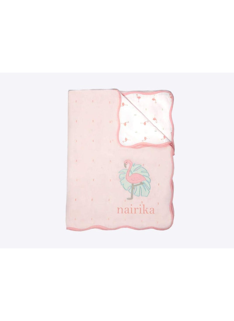 Masilo Masilo Organic Cotton Mulmul Dohar Blanket for Babies-Cradle Organic Cotton Softest Baby Blanket Wrapper Babies 0 to 36 Months - Flamingo  - Image 2