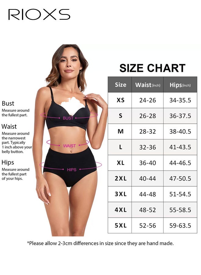 RIOXS 5 Pack Women's High Waisted Underwear, Breathable Stretch Seamless Briefs for Ladies, Soft Full Coverage Tummy Control Panties Briefs (Regular and Plus Size), Black - Image 4