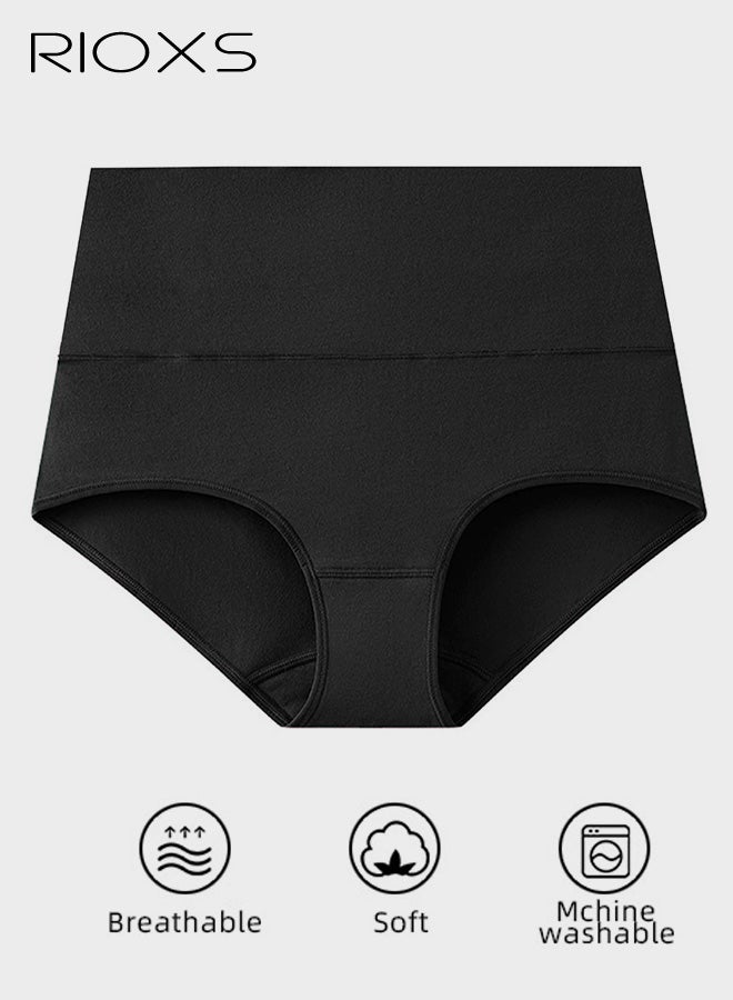 RIOXS 5 Pack Women's High Waisted Underwear, Breathable Stretch Seamless Briefs for Ladies, Soft Full Coverage Tummy Control Panties Briefs (Regular and Plus Size), Black - Image 5