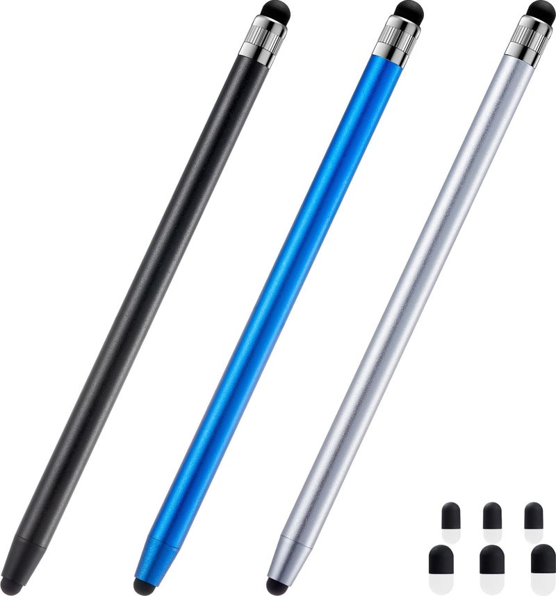 تشاو كيو قلم Stylus للشاشات التي تعمل باللمس، من ، 3 قطع عالية الحساسية والدقة، مناسبة لأجهزة iPad وiPhone وAndroid وجميع أنواع الشاشات التي تعمل باللمس (الألوان: أسود/فضي/أزرق). - Image 1