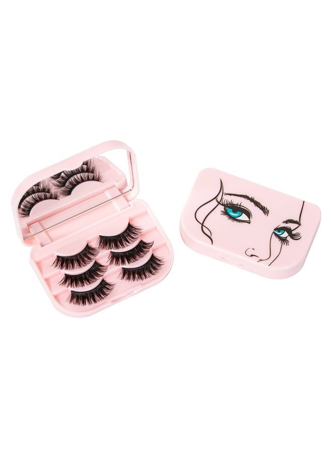 kawosun False Eyelash Case Lash Case Organizer Lash Container Box Empty Cosmetic Case Magnetic Eyelashes Storage Box with Mirror , Eyelashes Packaging Travel Storage Box Eyelash Bag(Light Pink)
