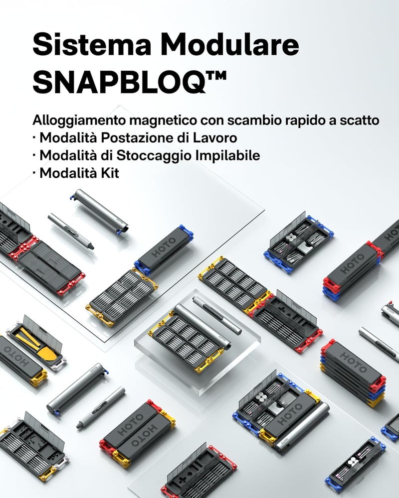 HOTO SNAPBLOQ™ S-A01 Mini Electric Screwdriver Set, Magnetic Precision Screwdriver Kit, 3-Speed Torque, Suitable for Precise Repairs of Mobile Phones, Laptops, Glasses, and Watches - Image 5