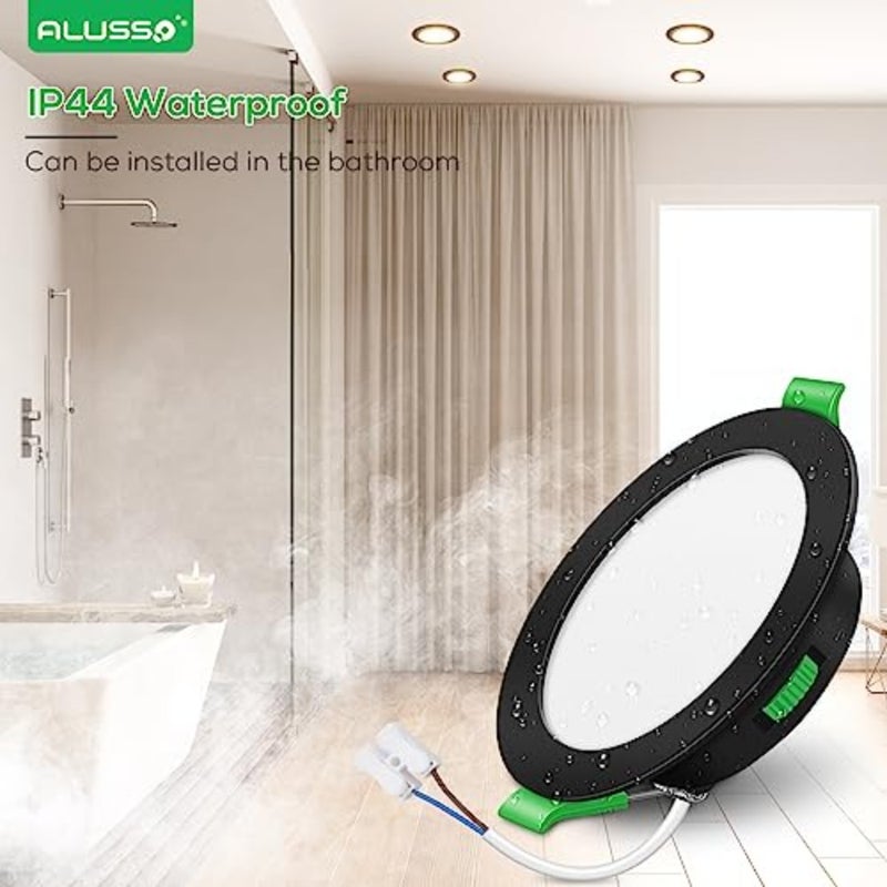 أضواء LED غائرة مسطحة للغاية 230 فولت، 10 وات 800 لومن، ضوء سقف غائر دائري أسود نحيف للغاية، أبيض دافئ 3000 ك، أبيض محايد 4000 ك، أبيض بارد 6500 ك، للحمام، حزمة من 6 - Image 5